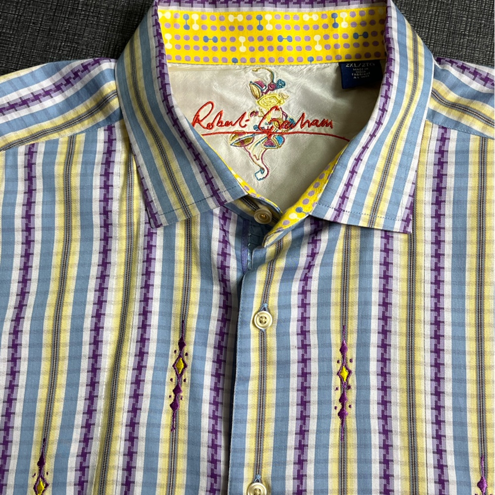 Robert Graham Mens button down dress shirt sz 2XL